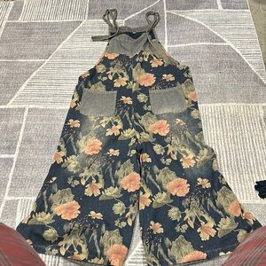 Floral Denim Overalls